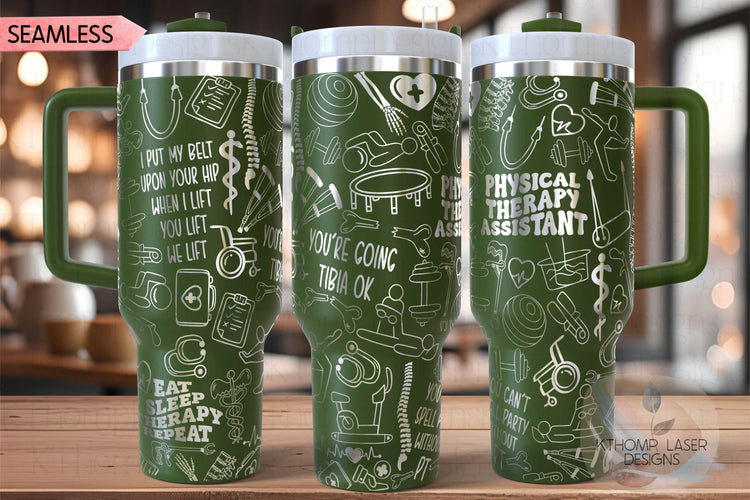 Physical Therapy Assistant Tumbler Wrap SVG | 40oz Laser Engraving File | Rotary Ready Digital Design | Career Gift SVG