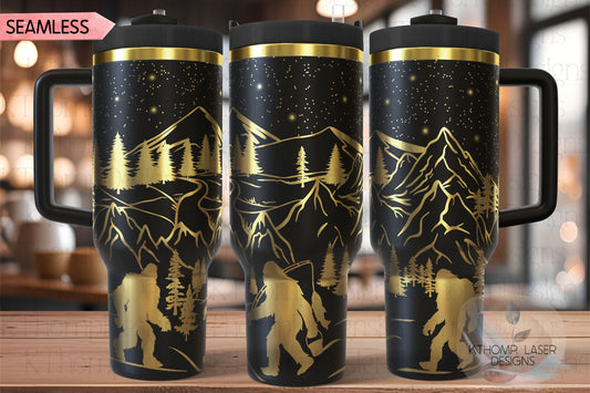 Yeti Bigfoot Sasquatch v4 Tumbler Wrap SVG | 40oz Laser Engraving File | Rotary Ready Digital Design | Exotic Animal SVG