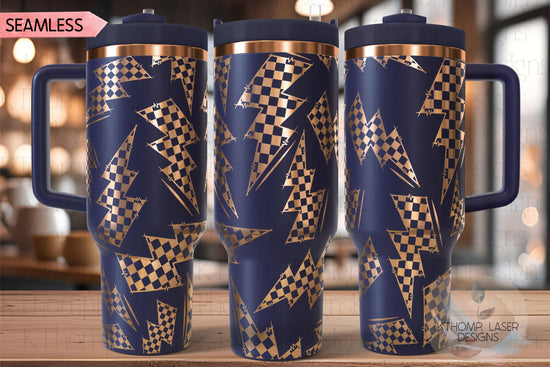 Checkered Flag Bolt Tumbler Wrap SVG | 40oz Laser Engraving File | Rotary Ready Digital Design | Career Gift SVG