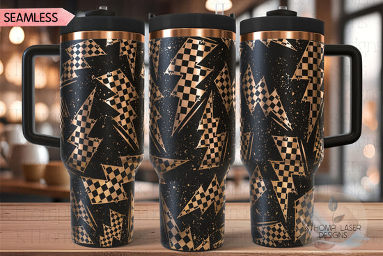 Checkered Flag Bolt Tumbler Wrap SVG | 40oz Laser Engraving File | Rotary Ready Digital Design | Career Gift SVG
