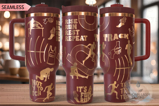 Track Running Runner Tumbler Wrap SVG | 40oz Laser Engraving File | Rotary Ready Digital Design | Sports Fan SVG