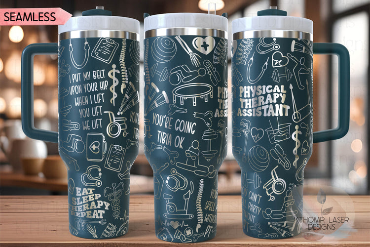 Physical Therapy Assistant Tumbler Wrap SVG | 40oz Laser Engraving File | Rotary Ready Digital Design | Career Gift SVG