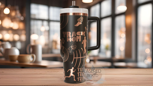 Track Mom Running Runner Tumbler Wrap SVG | 40oz Laser Engraving File | Rotary Ready Digital Design | Mom Life SVG