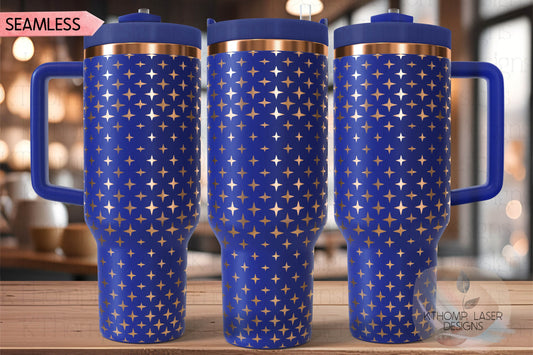 Stars Pattern Tumbler Wrap SVG | 40oz Laser Engraving File | Rotary Ready Digital Background SVG