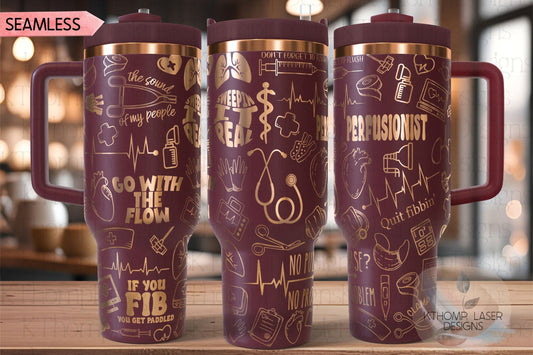 Perfusionist ECMO Specialist Tumbler Wrap SVG | 40oz Laser Engraving File | Rotary Ready Digital Design | Career Gift SVG