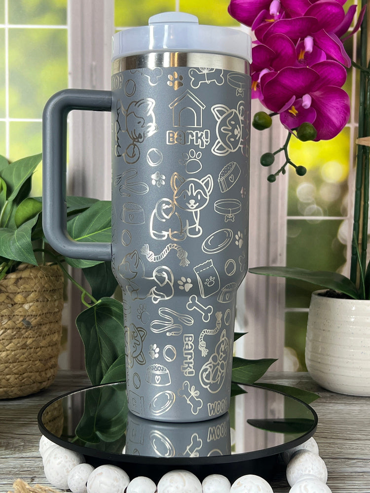 Huskies Tumbler Wrap SVG | 40oz Laser Engraving File | Rotary Engrave Digital Design | Dog Lover Gift