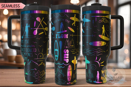 Paddleboarding Tumbler Wrap SVG | 40oz Laser Engraving File | Rotary Ready Digital Design | Hobby Travel SVG