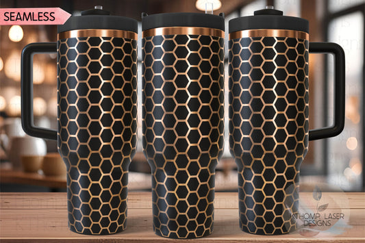 Honeycomb Pattern Tumbler Wrap SVG | 40oz Laser Engraving File | Rotary Ready Digital Background SVG