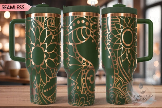 Paisley Doodles Pattern Tumbler Wrap SVG | 40oz Laser Engraving File | Rotary Ready Digital Background SVG
