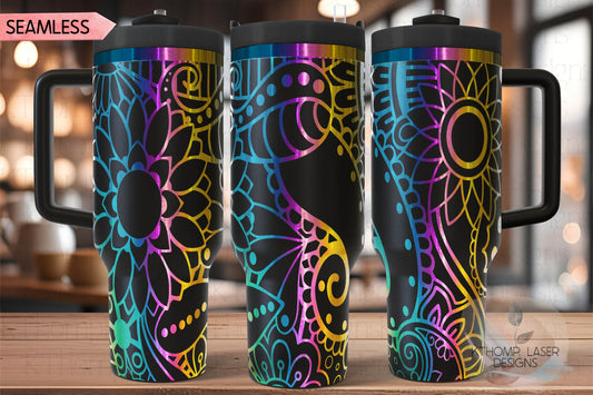 Paisley Doodles Pattern Tumbler Wrap SVG | 40oz Laser Engraving File | Rotary Ready Digital Background SVG