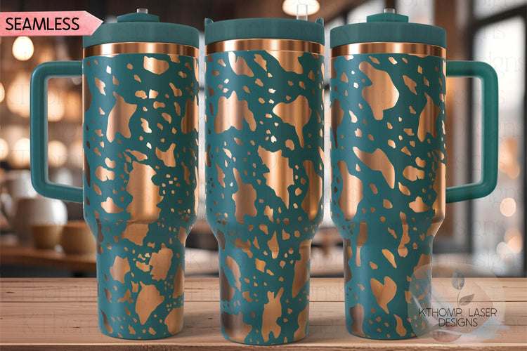 Cowhide Pattern Tumbler Wrap SVG | 40oz Laser Engraving File | Rotary Ready Digital Background SVG