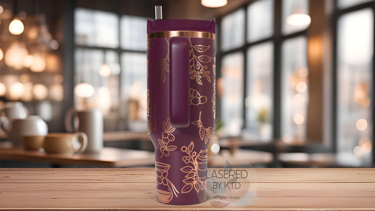Floral Coffee Lover Tumbler Wrap SVG | 40oz Laser Engraving File | Rotary Ready Digital Design | Sassy Coffee SVG
