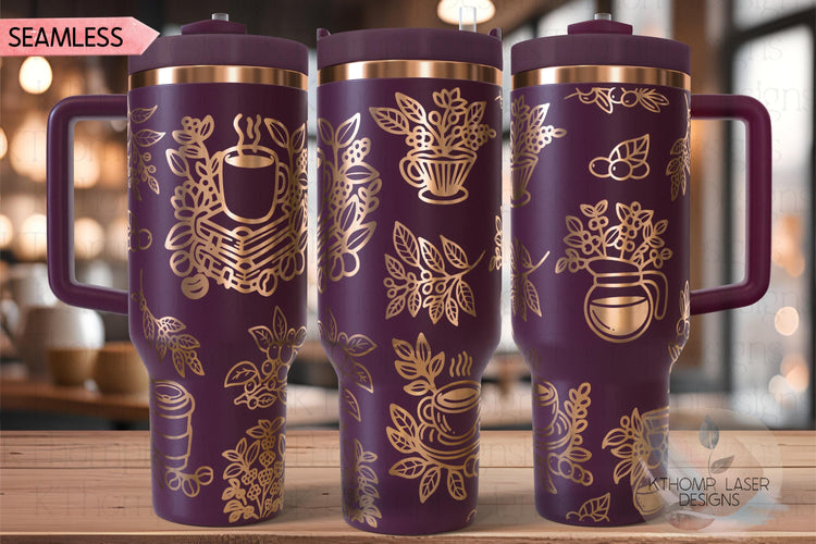 Floral Coffee Lover Tumbler Wrap SVG | 40oz Laser Engraving File | Rotary Ready Digital Design | Sassy Coffee SVG