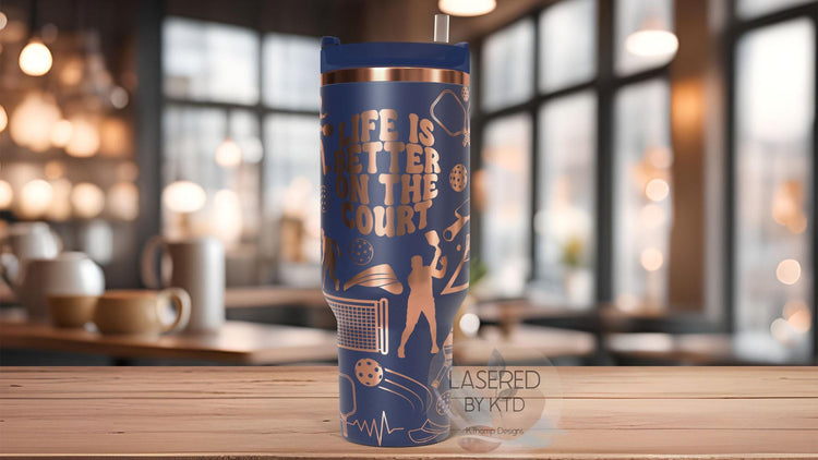 Pickleball Player Tumbler Wrap SVG | 40oz Laser Engraving File | Rotary Ready Digital Design | Sports Fan SVG