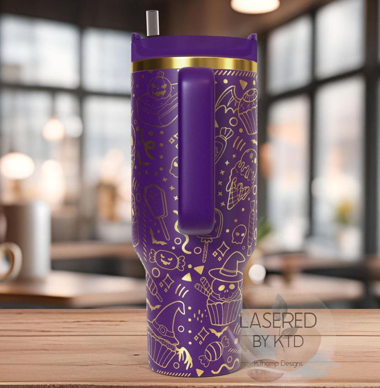 Halloween Spooky Treats Holiday Tumbler Wrap SVG | 40oz Laser Engraving File | Rotary Ready Digital Design | Seasonal SVG