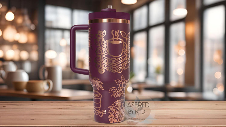 Floral Coffee Lover Tumbler Wrap SVG | 40oz Laser Engraving File | Rotary Ready Digital Design | Sassy Coffee SVG