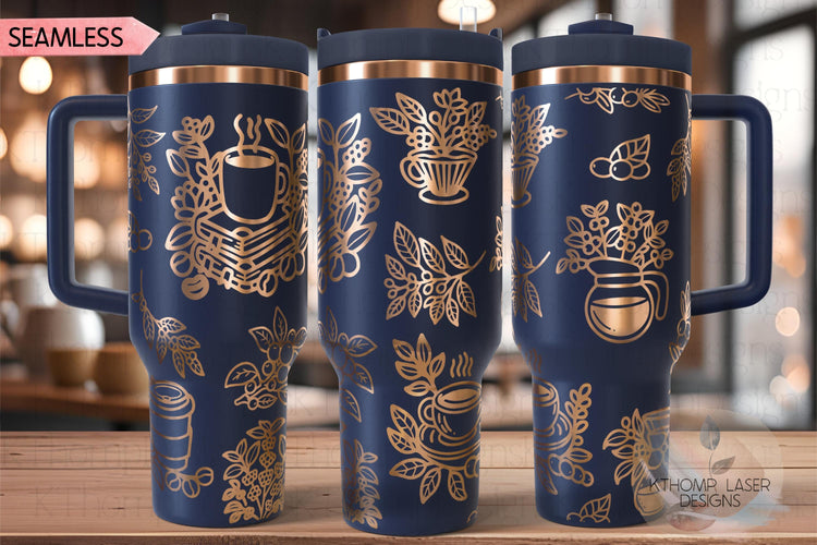 Floral Coffee Lover Tumbler Wrap SVG | 40oz Laser Engraving File | Rotary Ready Digital Design | Sassy Coffee SVG