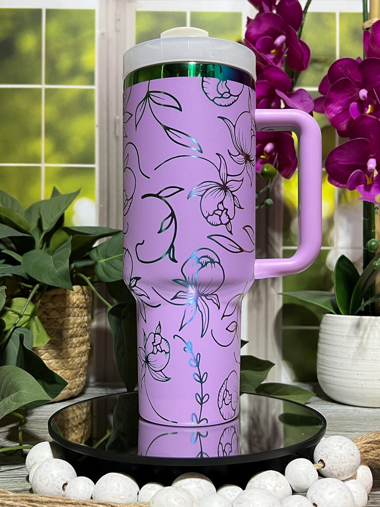 Floral Blooms Peonies Tumbler Wrap SVG | 40oz Laser Engraving File | Rotary Engrave Digital Design | Floral SVG Design