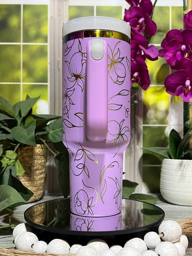 Floral Blooms Peonies Tumbler Wrap SVG | 40oz Laser Engraving File | Rotary Engrave Digital Design | Floral SVG Design