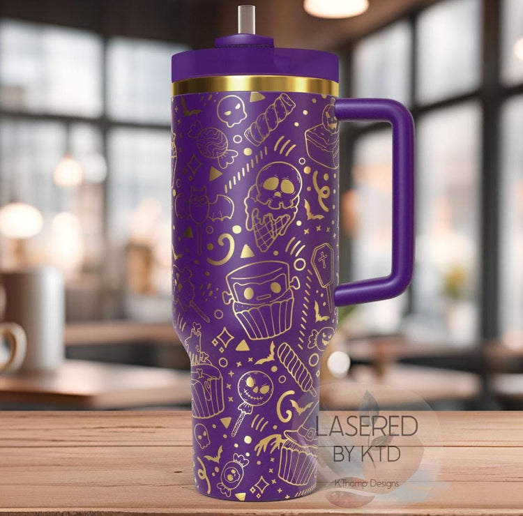 Halloween Spooky Treats Holiday Tumbler Wrap SVG | 40oz Laser Engraving File | Rotary Ready Digital Design | Seasonal SVG