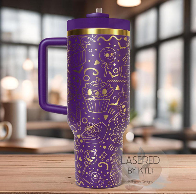 Halloween Spooky Treats Holiday Tumbler Wrap SVG | 40oz Laser Engraving File | Rotary Ready Digital Design | Seasonal SVG