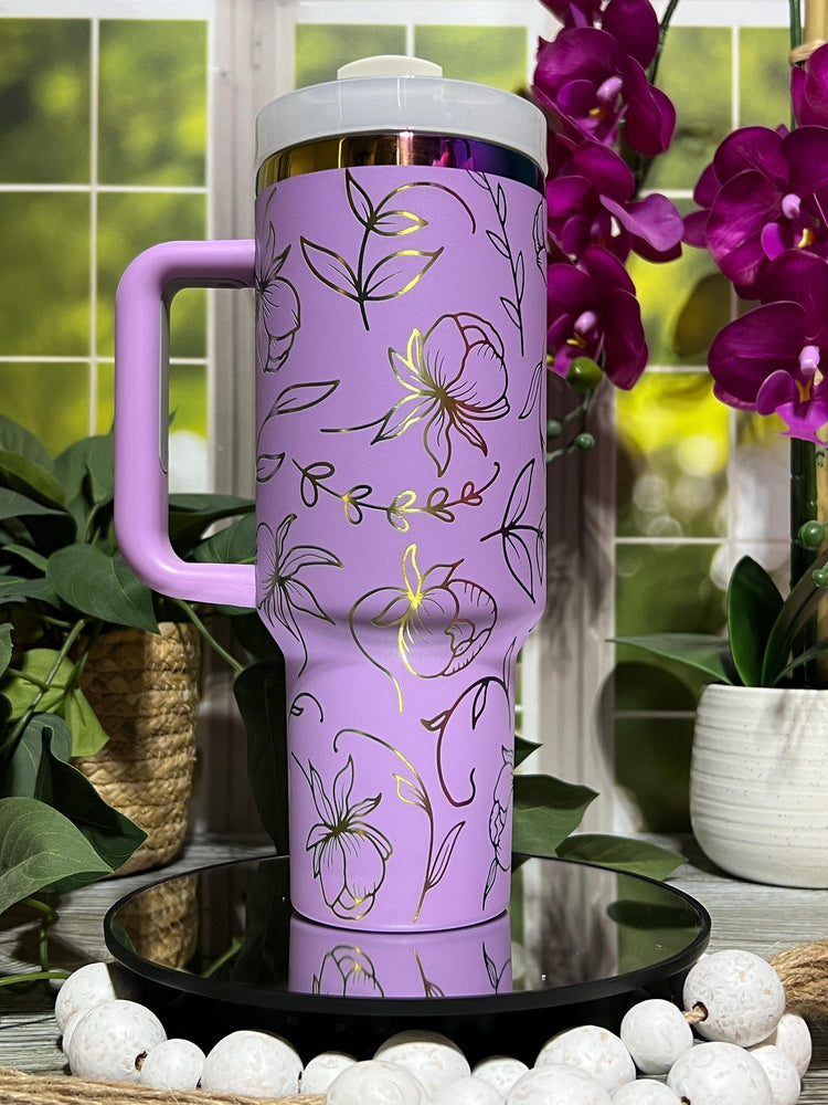 Floral Blooms Peonies Tumbler Wrap SVG | 40oz Laser Engraving File | Rotary Engrave Digital Design | Floral SVG Design
