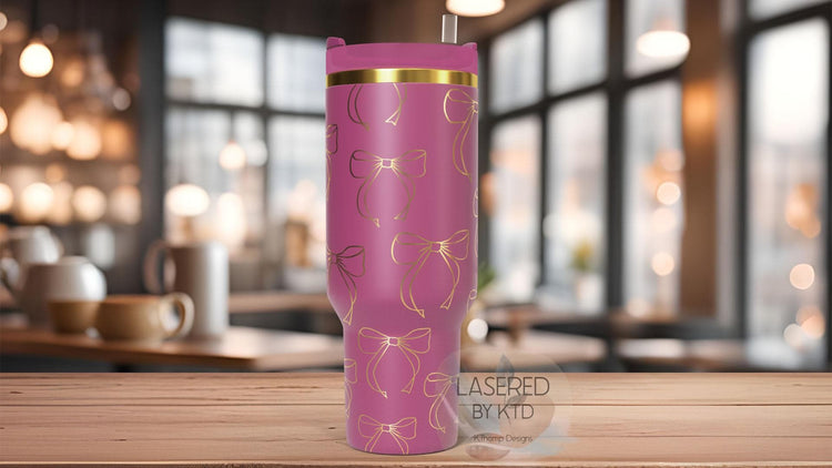 Bows Coquette Pretty Bows Tumbler Wrap SVG | 40oz Laser Engraving File | Rotary Ready Digital Design | Fantasy Magic SVG