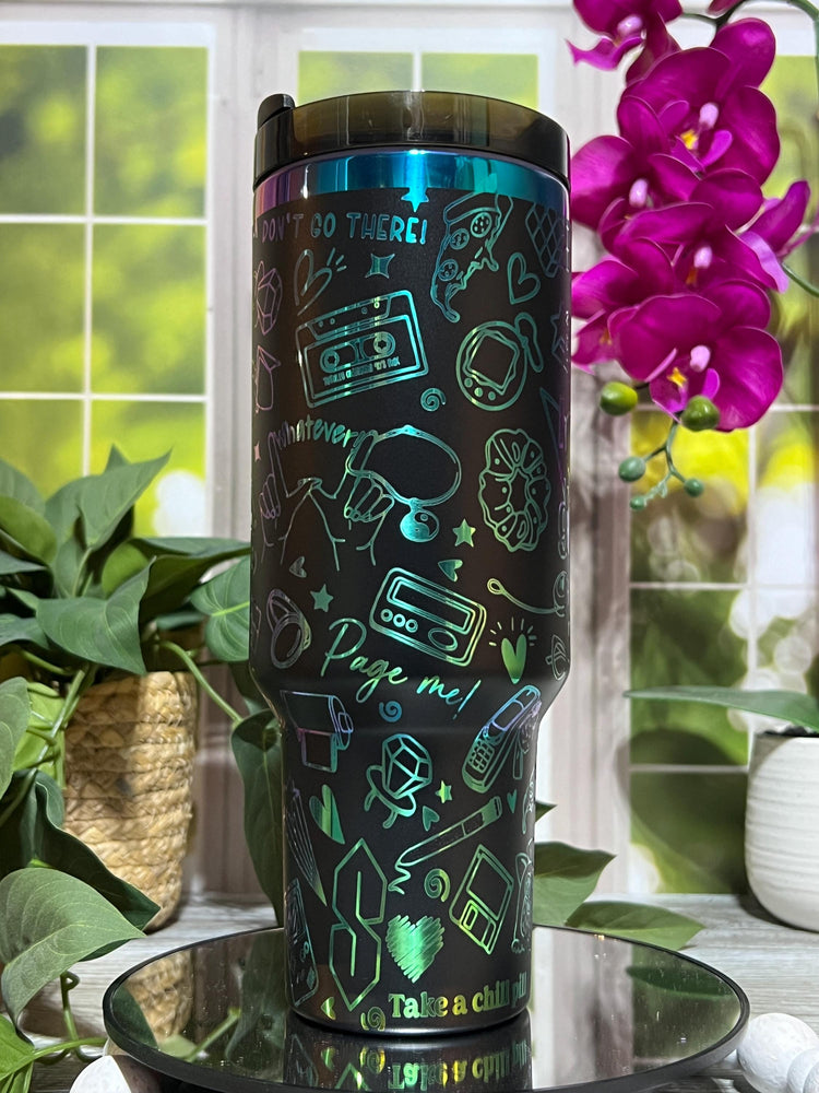 90's Throwback Tumbler Wrap SVG | 40oz Laser Engraving File | Rotary Ready Digital Design | Graduation Wedding SVG