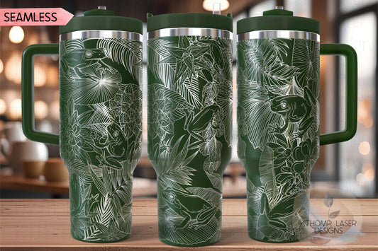 Tree Frogs Tumbler Wrap SVG | 40oz Laser Engraving File | Rotary Ready Digital Design | Jungle Theme SVG