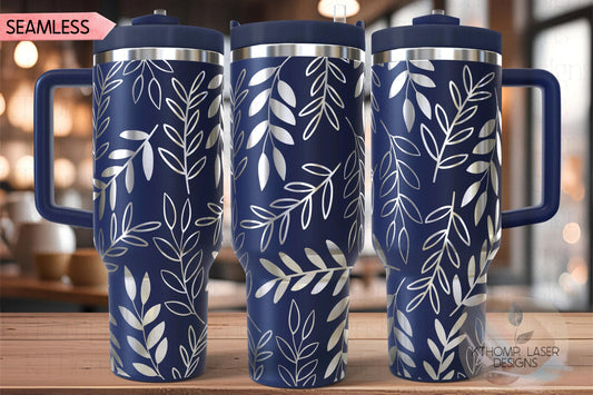 Abstract Leaves Tumbler Wrap SVG | 40oz Laser Engraving File | Rotary Engrave Digital Design | Floral SVG Design