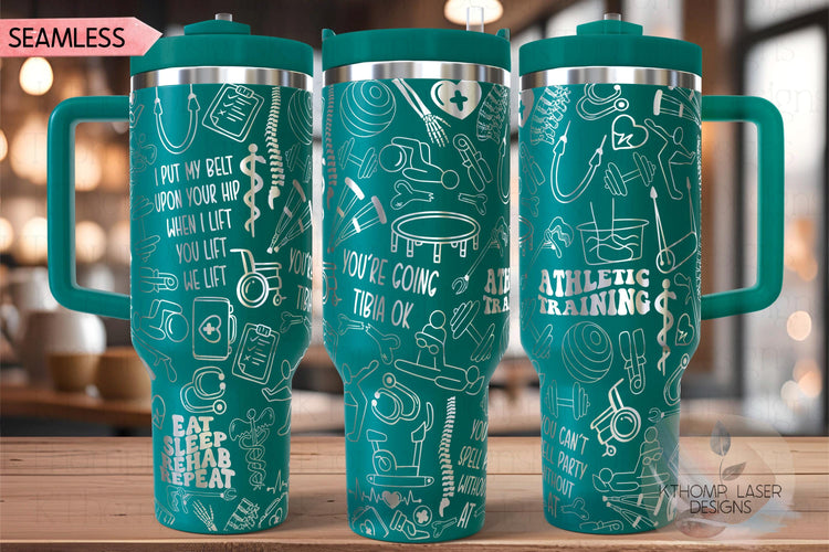 Athletic Training Tumbler Wrap SVG | 40oz Laser Engraving File | Rotary Ready Digital Design | Career Gift SVG