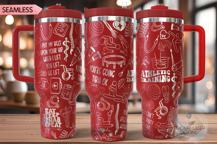 Athletic Training Tumbler Wrap SVG | 40oz Laser Engraving File | Rotary Ready Digital Design | Career Gift SVG