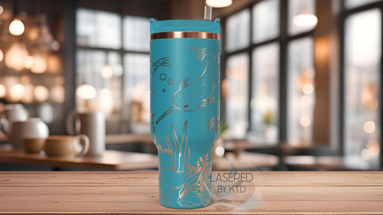 Narwhals Ocean Life Tumbler Wrap SVG | 40oz Laser Engraving File | Rotary Ready Digital Design | Ocean Nautical SVG
