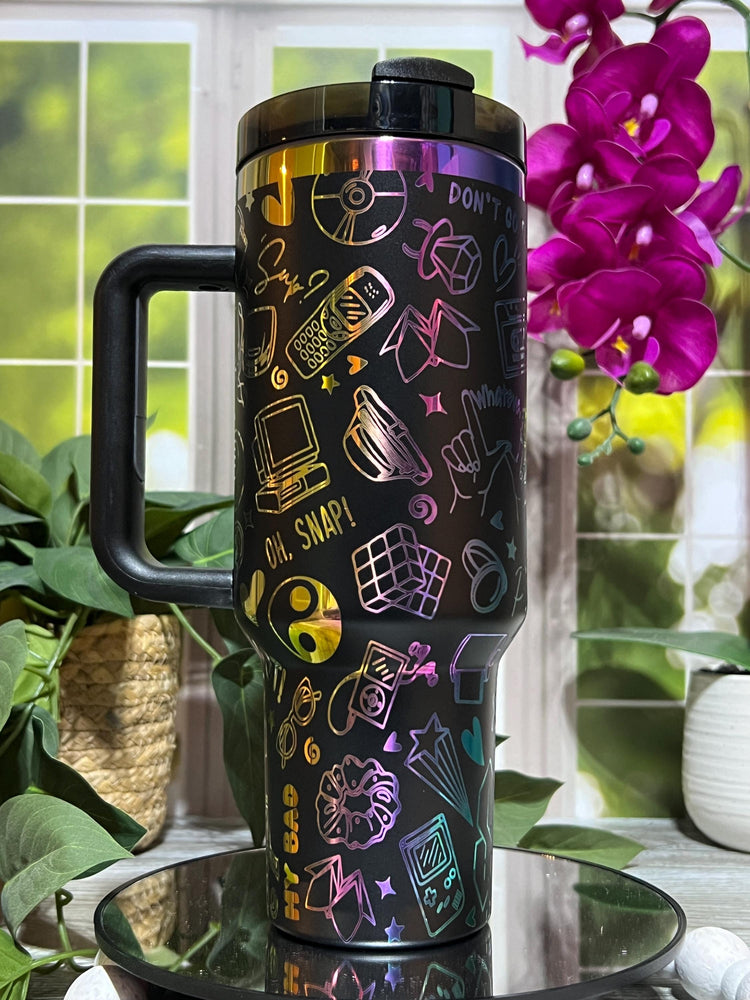 90's Throwback Tumbler Wrap SVG | 40oz Laser Engraving File | Rotary Ready Digital Design | Graduation Wedding SVG