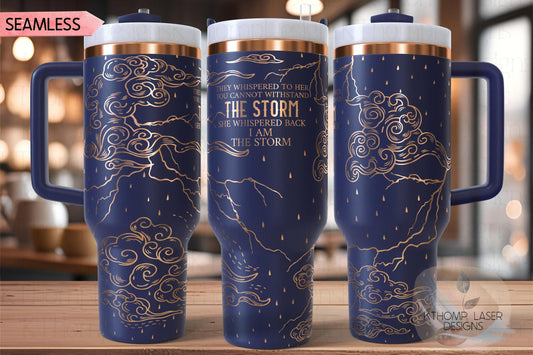 I Am The Storm Tumbler Wrap SVG | 40oz Laser Engraving File | Rotary Ready Digital Design | Support Awareness SVG