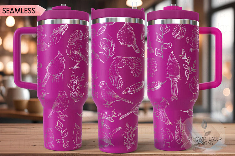 Birds Robins Cardinals Sparrows Tumbler Wrap SVG | 40oz Laser Engraving File | Rotary Ready Digital Design | Exotic Animal SVG