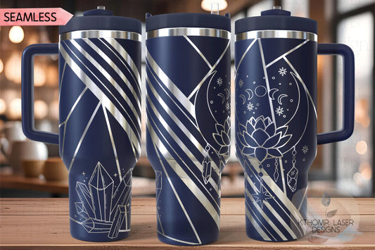 Boho Crystals Tumbler Wrap SVG | 40oz Laser Engraving File | Rotary Ready Digital Design | Zodiac Boho SVG