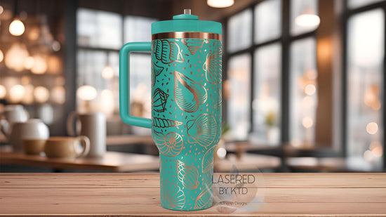 Seashells Beach Vacation Summer Tumbler Wrap SVG | 40oz Laser Engraving File | Rotary Ready Digital Design | Ocean Nautical SVG