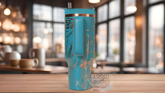 Narwhals Ocean Life Tumbler Wrap SVG | 40oz Laser Engraving File | Rotary Ready Digital Design | Ocean Nautical SVG