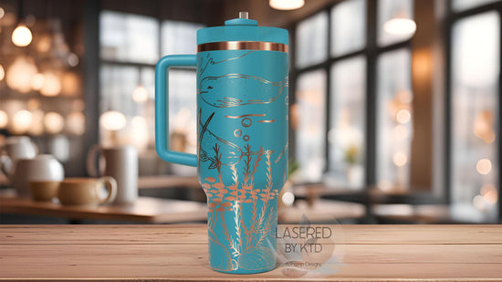 Narwhals Ocean Life Tumbler Wrap SVG | 40oz Laser Engraving File | Rotary Ready Digital Design | Ocean Nautical SVG