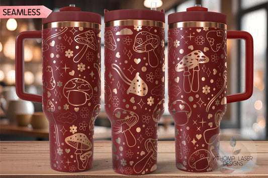 Magical Mushrooms Boho Celestial Tumbler Wrap SVG | 40oz Laser Engraving File | Rotary Ready Digital Design | Zodiac Boho SVG