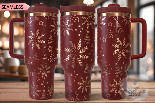 Abstract Christmas Pattern Holiday Tumbler Wrap SVG | 40oz Laser Engraving File | Rotary Ready Digital Design | Seasonal SVG