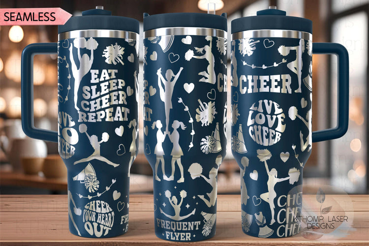Cheer Tumbler Wrap SVG | 40oz Laser Engraving File | Rotary Ready Digital Design | Sports Fan SVG