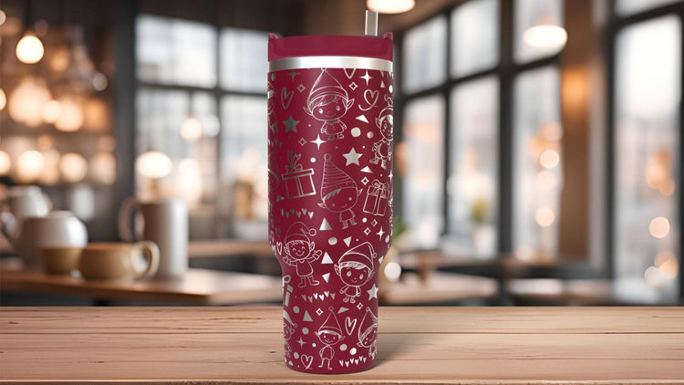 Cute Christmas Elves Holiday Tumbler Wrap SVG | 40oz Laser Engraving File | Rotary Ready Digital Design | Seasonal SVG