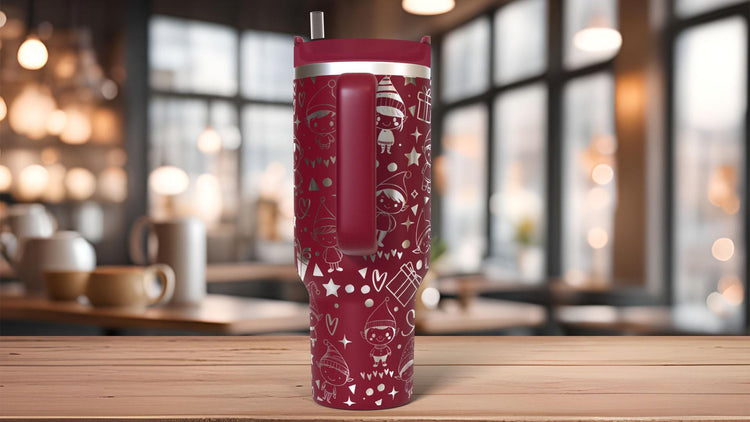 Cute Christmas Elves Holiday Tumbler Wrap SVG | 40oz Laser Engraving File | Rotary Ready Digital Design | Seasonal SVG