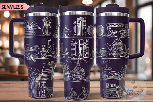 Self Care Shelves Tumbler Wrap SVG | 40oz Laser Engraving File | Rotary Ready Digital Design | Support Awareness SVG