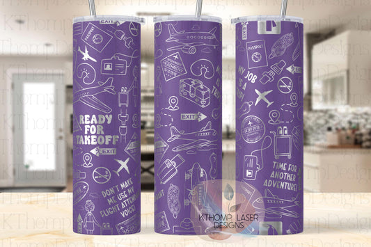 Flight Attendant Tumbler Wrap SVG | 20oz Skinny Laser Engraving File | Rotary Ready Digital Design | Career Gift SVG