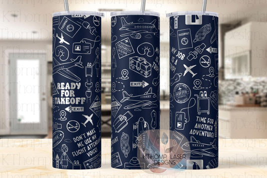Flight Attendant Tumbler Wrap SVG | 20oz Skinny Laser Engraving File | Rotary Ready Digital Design | Career Gift SVG