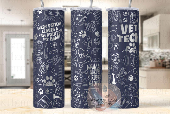 Veterinarian Vet Tech Tumbler Wrap SVG | 20oz Skinny Laser Engraving File | Rotary Ready Digital Design | Career Gift SVG