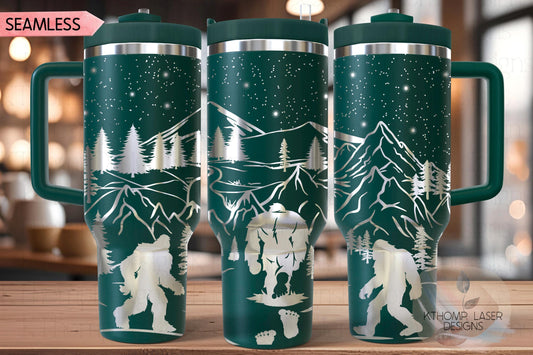 Yeti Bigfoot Sasquatch Tumbler Wrap SVG | 40oz Laser Engraving File | Rotary Ready Digital Design | Exotic Animal SVG